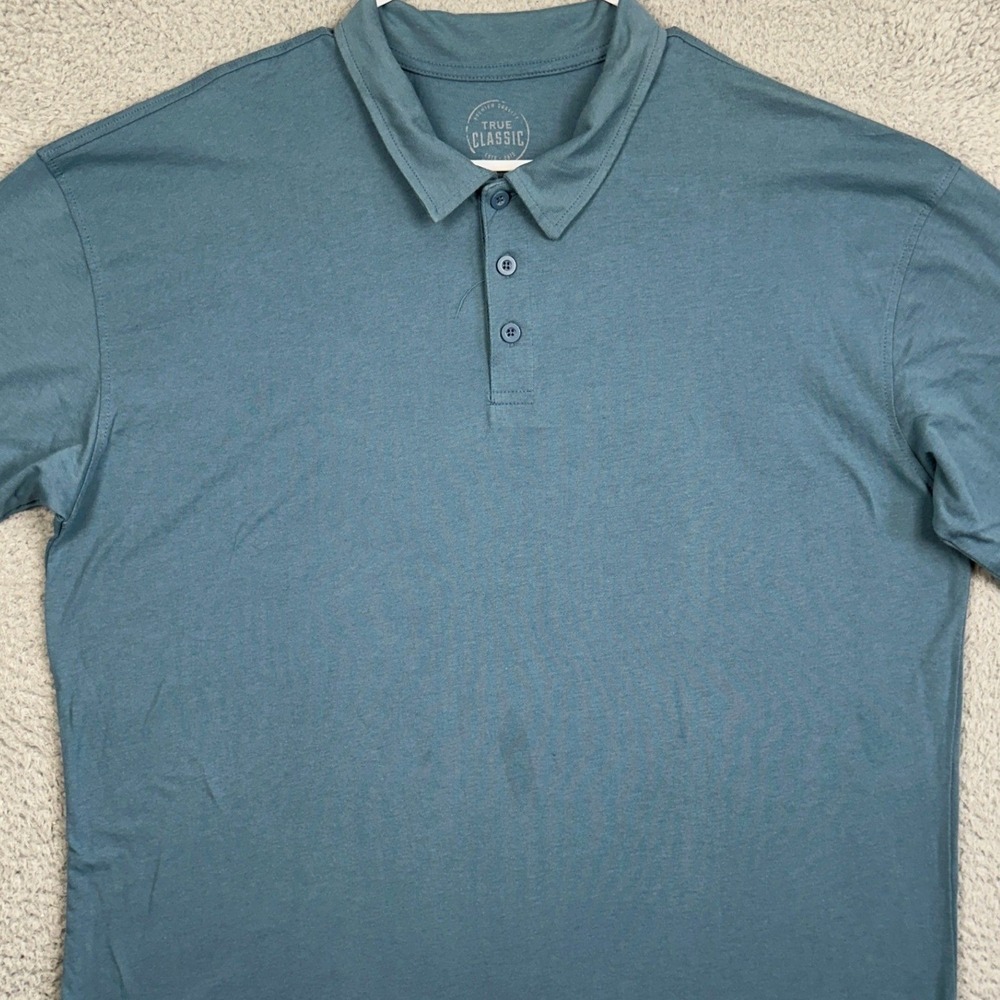 True Classic Polo Shirt Mens 2XL Blue Green Casual Rugby Short Sleeve Outdoor